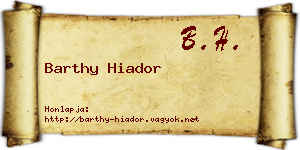 Barthy Hiador névjegykártya